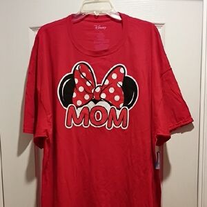 Disney Red Shirt with Polka Dot Bow and MOM Print